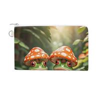 The Frog Family Is Reading Purse Zipper Change Purse, Coin Purse for Outdoor, Canvas Thin Pocket Travel Wallets Women Man Clutch Bag for Coin Cards Keys (7.4x 4.6 Inches)