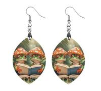 The Frog Family Is Reading Wooden Earrings for Women, Vintage Elegant Wood Jewelry, Lightweight Earrings for Wedding, Party, Everyday Jewelry Gift, Star, Wood, wood