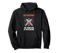 The Frontline Of Healthcare Funny Phlebotomist Pullover Hoodie