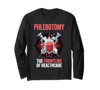 The Frontline Of Healthcare Phlebotomist Funny Phlebotomist Long Sleeve T-Shirt