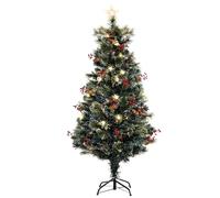The Frosted LED Pine | Fibre Optic Christmas Tree | 7ft/210cm | Metal Stand | Pre-decorated | Christmas Tree World