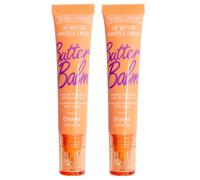 The Fruit Company Lip Butter Pack 2 Pack Lip Butter Balm | Peptide Hydration Vitamin E Jojoba and Shea | Lip Gloss Fruit Flavors (Orange)