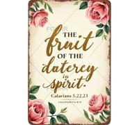 The Fruit of The Spirit is Love Joy Peace Patience Gentleness and Self-Control Metal Tin Wall Rusty Retro Looking Sign Poster Gifts Cafes Bar Club Office Store Yard Garage 12X8 Inch