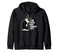 The Fuck You Lookin At? Funny Vulgar Novelty for Cat Lovers Zip Hoodie