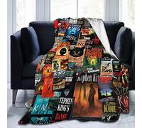 The Full Collection of Stephen King Books Flannel Blanket Lightweight Cozy Bed Blankets Soft Throw Fit Couch Sofa Suitable for All Season 80X60 in, Multicolor
