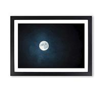 The Full Moon at Midnight Framed Print | A2 Black Framed Wall Art | Ready to Hang | Modern Space Picture | Living Room Bedroom Lounge Office