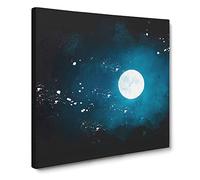 The Full Moon at Midnight Paint Splash Canvas Print | Gallery Wrapped 30mm Frame Wall Art | 20x20 inches | Ready to Hang | Modern Space Picture | Living Room Bedroom Lounge Office
