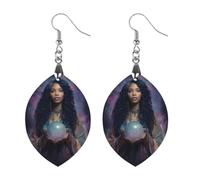 The Full Moon Goddess Cute Wooden Earrings for Women Dangling