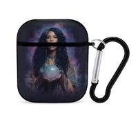 The Full Moon Goddess Wireless Bluetooth Earbud Case Compatible with Airpods 1/2 Earphone Cover Pouch with Stainless Steel Carabiner
