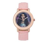 The Full Moon Goddess Women's Easy Read Watches Flexible Three Hand Round Case Quartz Watch for Small Wrists