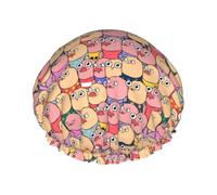 The Funny Big Headed Character Shower Cap Elastic And Reusable Double Waterproof Shower Hat For Women
