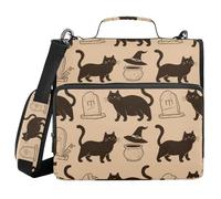 The Funny Black Cats on Halloween 3 Rings 1.5 inch Zipper Binder with Strap Multiple Pockets Portfolios Portfolio Organizer Suitable for Middle School