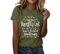 The Funny Christmas T-Shirt On The List and I Regret Nothing For Women Black Turtleneck, Army Green, M
