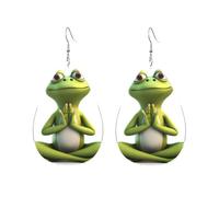 The Funny Frog Doing Yoga Acrylic Hoop Earrings For Women Teardrop Dangle Earrings Lightweight Fashion Jewelry Gifts Outfits Accessories For Women Ladies