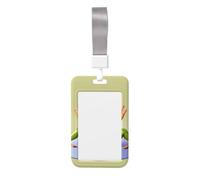 The Funny Frog Doing Yoga Card Badge Holder.Sliding Badge Holder with Lanyard, Printed Work ID Card Case