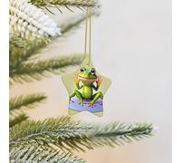 The Funny Frog Doing Yoga Christmas Star Shaped Ceramic Ornaments Christmas Tree Hanging Decorations Souvenirs Gifts For Family And Friends.