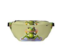 The Funny Frog Doing Yoga Crossbody Waist Bag.Large Capacity, Waterproof And Dustproof, Secure Zipper, Suitable For Travel And Outdoor Activities., Black, One Size