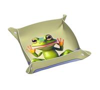 The Funny Frog Doing Yoga Double-Sided Full Print, Leather Tray, Suitable for Placing Some Small itemsã€‚