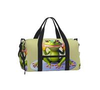 The Funny Frog Doing Yoga Duffel Bag with Shoe Compartment - Lightweight Water-Resistant Holdall Gym Bag with Built-in Wet and Dry Separation Pouch