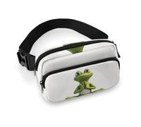 The Funny Frog Doing Yoga Fanny Pack for Women, Personalized Waist Bag with Multi-Pockets for Men, Belt Bag for Travel, Crossbody Bags with Zipper, Adjustable Bum Bags for Running