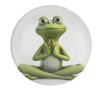 The Funny Frog Doing Yoga Fridge Magnets for Home, Magnetic Refrigerator Sticker for Whiteboard, Circle Waterproof Fridge Magnet for Refrigerator, Locker, Car Garage, Office Decor 1 PCS