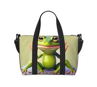 The Funny Frog Doing Yoga Hand Travel Bag. For Men And Women. Durable Material And Stylish Design, Suitable For Business And Leisure Travel., Black, One Size
