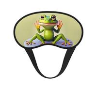 The Funny Frog Doing Yoga It is a Black-Rimmed Eye mask. The Soft Eye mask can Improve Sleep Quality and is Suitable for Indoors, Outdoors and Traveling.