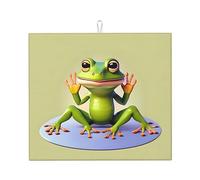 The funny frog doing yoga Kitchen countertop absorbent mat (16*18 inches) - high-value dish drain mat