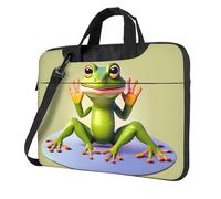The funny frog doing yoga Laptop Bag Portable Handbag, Safe Protective Inner Lining for Business Trip and Office Use, Black, 13 inch