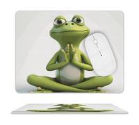 The Funny Frog Doing Yoga Mouse Pad Rectangle Premium-Textured Waterproof Leather Computer Mousepad, Stitched Edges Gaming Mouse Mat for Laptop, Home Office Decor Desk Accessories