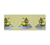 The Funny Frog Doing Yoga Pattern Oversized Keyboard and Mouse pad 12x31.5 inches, Lock-Edge Design, Non-Slip and wear-Resistant,