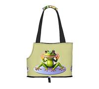 The funny frog doing yoga Pattern pet going out bag - lightweight travel cat bag, breathable shoulder bag for small dogs