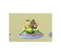 The Funny Frog Doing Yoga Patterned placemat Set, 6 Pieces, Washable, Suitable for Indoor and Outdoor use or Dining Table Decoration.