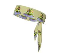 The Funny Frog Doing Yoga Patterned Sports Headband, Suitable for Outdoor Travel and Various Sports. Unisex Sweat-Absorbing Sports Headband