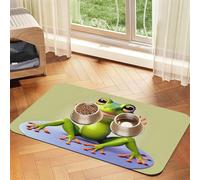The funny frog doing yoga Pet Absorbent Leather Placemat 40x60cm Beautiful Design Cat and Dog Bowl Mat Portable Storage
