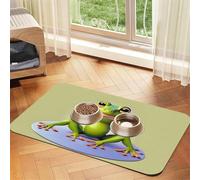 The funny frog doing yoga Pet absorbent leather tablecloth Pet bowl mat suitable for dogs or cats