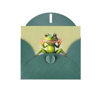 The funny frog doing yoga print Dark Green Pearlescent Paper Holiday Card with Envelope. Suitable for birthday wishes wedding congratulations and condolences.