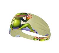 The funny frog doing yoga Print Elastic Exercise Headband - Fashionable Sports Headwear for Summer, Cycling, Yoga, and More