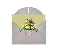 The funny frog doing yoga print Gray Pearlescent Paper Holiday Card with Envelope. Suitable for birthday wishes wedding congratulations and condolences.