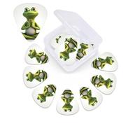 The funny frog doing yoga Print Guitar Picks 12 Pack Guitar Plectrums with Storage Box Bass Picks For Acoustic Guitar Bass Electric Ukulele Includes 0.46mm, 0.71mm, 0.96mm
