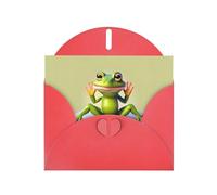 The funny frog doing yoga print Red Pearlescent Paper Holiday Card with Envelope. Suitable for birthday wishes wedding congratulations and condolences.