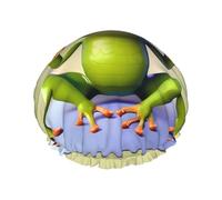 The funny frog doing yoga Print Shower Cap - Reusable, Double Layer, Breathable, Quick-Dry, Perfect for Home, Spa, Hotel, and Travel