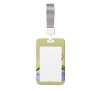 The Funny Frog Doing Yoga Printing Card Badge Holder Double-Sided Sliding Cover Design, Capable of scanning Transparent Film