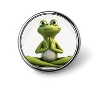 The Funny Frog Doing Yoga Round Badge Cute Brooch Hats Jackets Decor Personalized Lapel Pin Clothing Jewelry Accessories for Wedding Party Gift