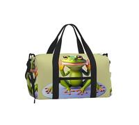 The Funny Frog Doing Yoga Sports Duffel Bag with Shoe Compartment-Lightweight Gym Weekender for Men Women, Waterproof Travel Tote with Wet Pocket