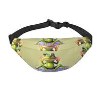 The funny frog doing yoga Travel crossbody waist bag, suitable for sports, running, cycling, traveling, fishing boys large waist bag,