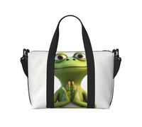 The Funny Frog Doing Yoga Water-Resistant Crossbody Travel Bag, Large Carry-On with Adjustable Strap, Multi-Compartment Weekender for Gym, Travel, Outdoor