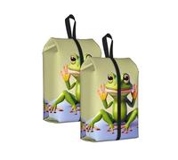 The Funny Frog Doing Yoga Water Resistant Travel Shoe Bag with Handle for Suitcase Sneakers Boots Gym 2PCS