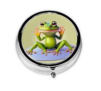 The Funny Frog Doing Yoga3 Compartment Pillbox, A Portable Medicine Box That Holds Vitamins,#Medications, Fish Oil and Supplements.