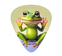 The Funny Frog Doing Yogaguitar Plectrum 12 Piece Set, 3 Thicknesses With Case For Bass Guitar, &Electric Guitar And More.